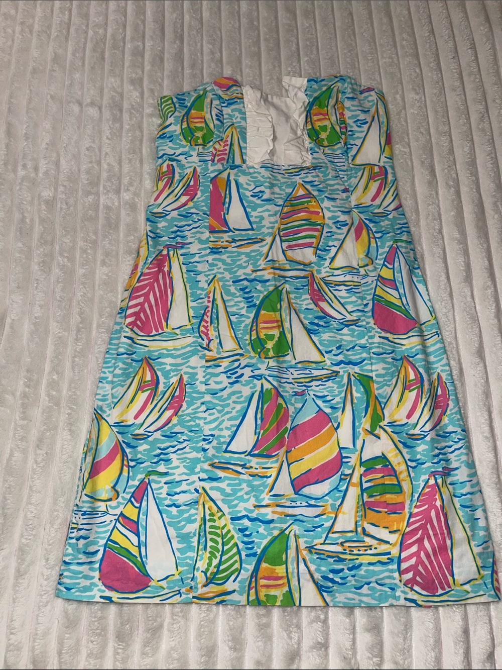 Lilly Pulitzer Strapless Sailboat Print Dress | Size 4